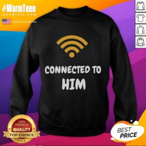 Couple wearing 'Funny Connected To Him Connected To Her' matching sweatshirts, showcasing their playful relationship.