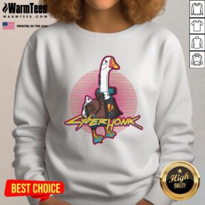 Funny Cyberhonk Silly Goose Cyberpunk Sweatshirt featuring vibrant graphics and a playful design for a unique style.
