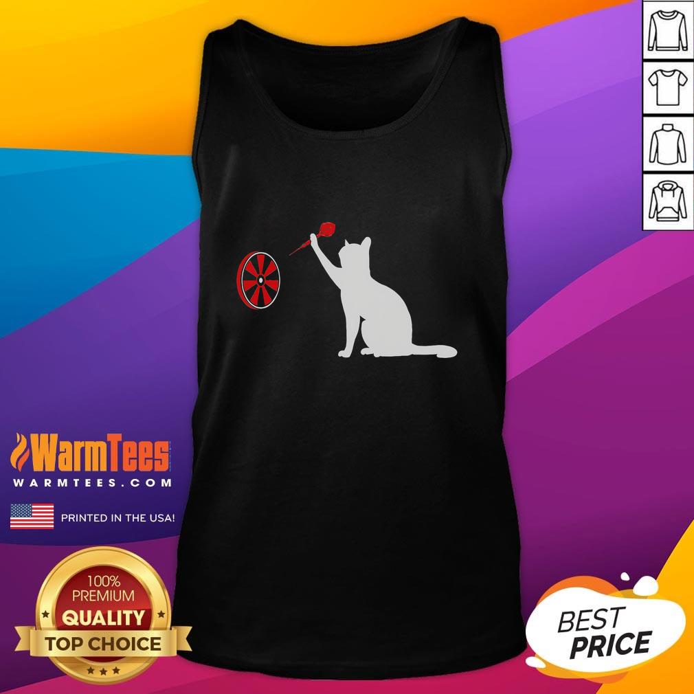 Funny darts cat tank top featuring a playful cat throwing darts, perfect for cat lovers and dart enthusiasts.