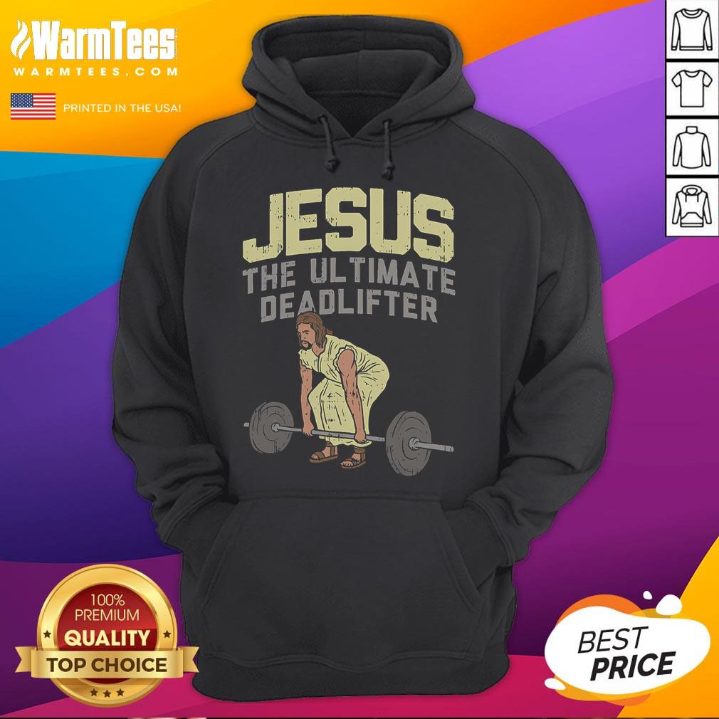 Funny Deadlift Jesus hoodie for Christian weightlifting enthusiasts at the gym, showcasing a humorous workout design.
