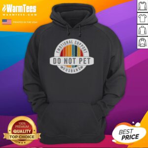 Funny 'Do Not Pet' Emotional Support Husband hoodie worn by a married couple, showcasing humor in relationships.