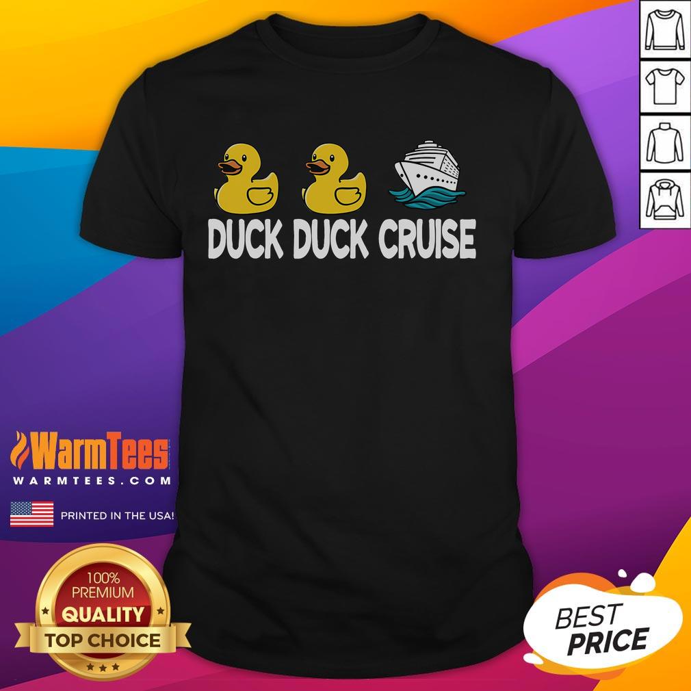 Funny Duck Duck Cruise Family T-Shirt featuring a playful duck design, perfect for family cruising adventures.