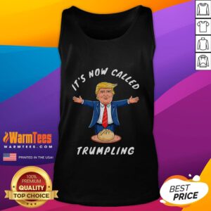 Funny dumpling tank top featuring Donald Trump as 'Trumpling' for a humorous twist on political apparel.