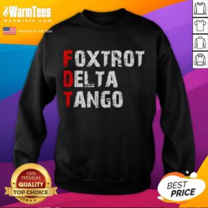 Funny Foxtrots Delta Tangos sweatshirt featuring playful dance-themed graphics in vibrant colors.