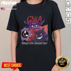 Funny ghosts with attitude from Lavender Town on a Pokemon ladies tee, perfect for quirky fashion lovers.