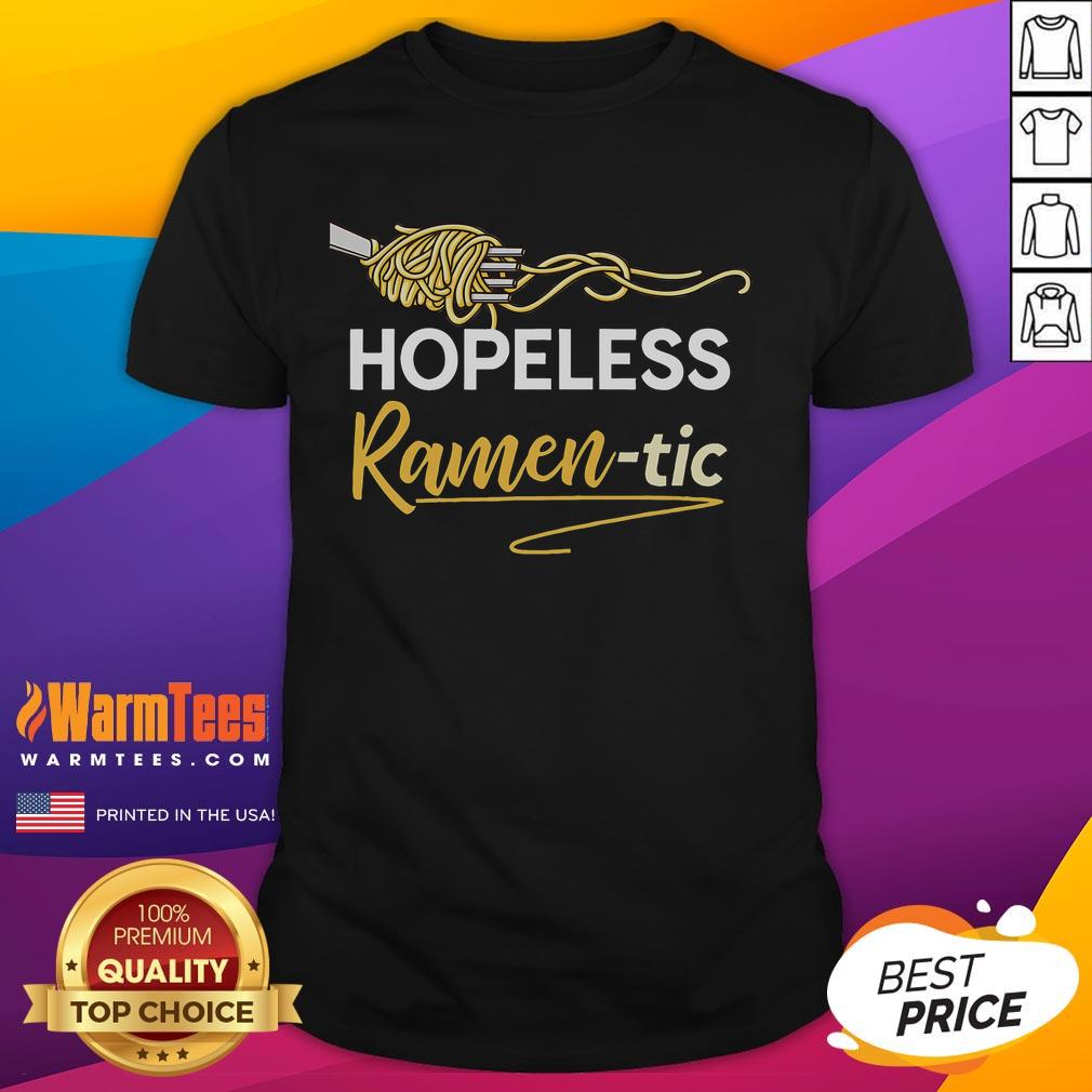 Funny Hopeless Romantic Ramen Noodles T-Shirt featuring Japanese anime design, perfect for ramen lovers and anime fans.