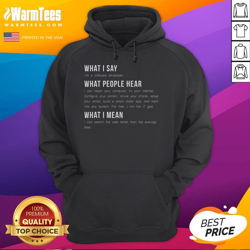 Funny 'I'm A Software Developer' hoodie design showcasing humor in programming for tech enthusiasts and developers.