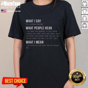 Funny 'I'm a Software Developer' programming ladies tee featuring a humorous graphic design for tech-savvy women.