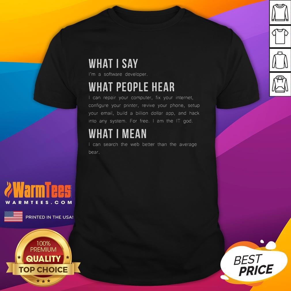 Funny I'M A Software Developer Programming T-Shirt featuring a humorous graphic perfect for tech enthusiasts and coders.