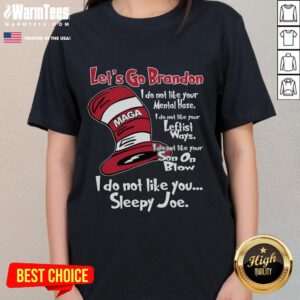 Funny Let's Go Brandon MAGA Ladies Tee featuring a playful design and vibrant colors for patriotic women.