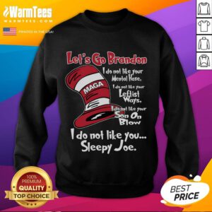 Alt Text: Funny Let's Go Brandon MAGA sweatshirt featuring bold text in vibrant colors, perfect for political humor enthusiasts.