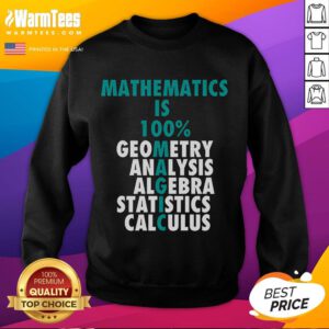 Alt Text: Funny Mathematics Is 100 Magic Sweatshirt featuring a playful design for math lovers and enthusiasts.