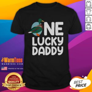 Alt Text: Funny One Lucky Dad Duck Dad Father T-Shirt featuring a playful duck graphic, perfect gift for dads.