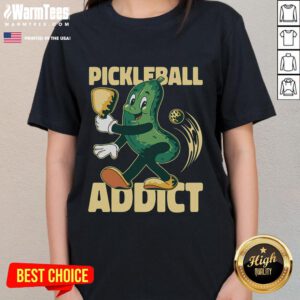 Alt Text: Vintage ladies tee featuring a humorous design for pickleball addicts, perfect for sports enthusiasts and casual wear.