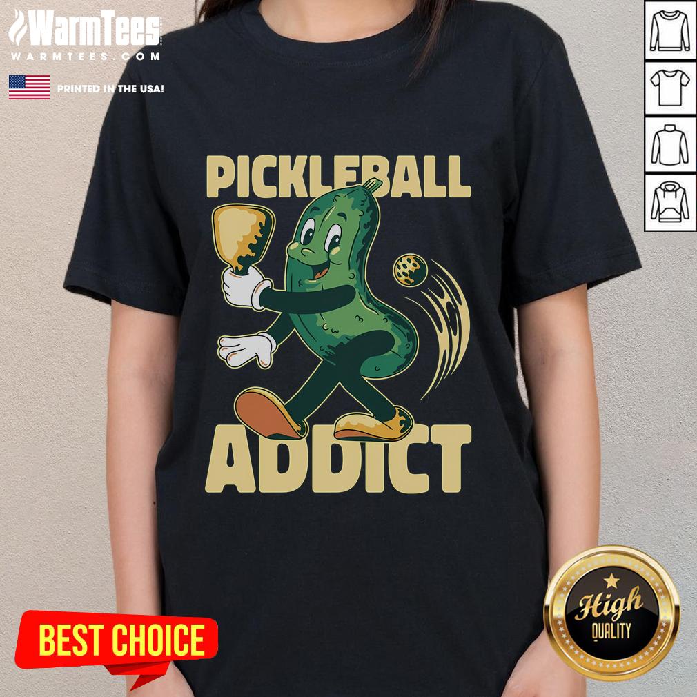 Alt Text: Vintage ladies tee featuring a humorous design for pickleball addicts, perfect for sports enthusiasts and casual wear.