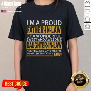 Alt Text: Humorous 'Funny Proud Father-In-Law' tee for Father's Day, perfect gift from daughter-in-law, showcasing family love.
