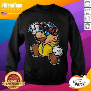 Funny Super Mario Bad Jump Sweatshirt featuring a humorous graphic of Mario in a comical jump pose.
