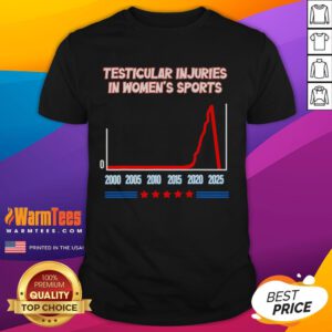 Funny Testicular Injuries in Women's Sports T-Shirt featuring humorous graphics and text for sports enthusiasts.