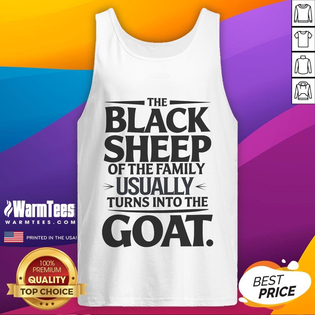 Funny black sheep of the family tank top featuring a playful goat design, perfect for casual wear and family gatherings.
