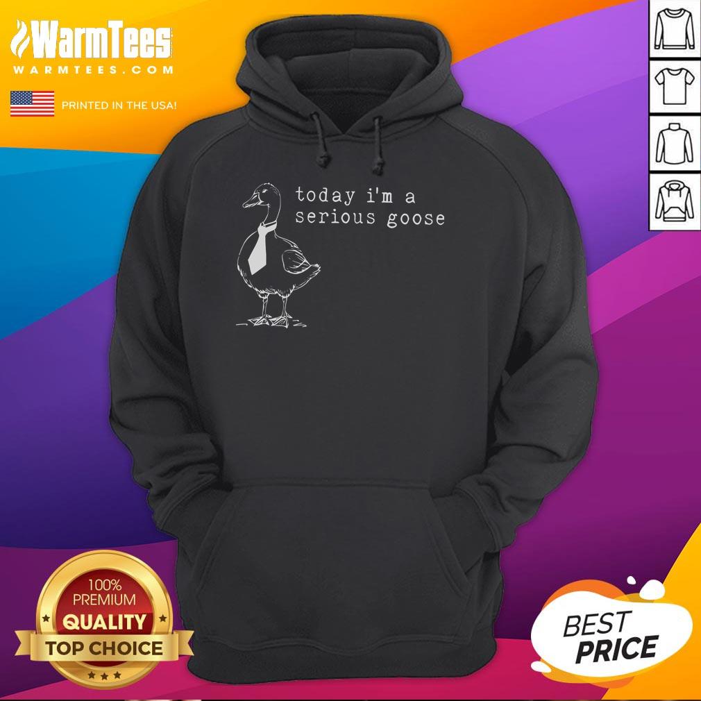 Alt Text: Funny Today I'm a Serious Goose Hoodie featuring a playful goose graphic, perfect for humor lovers.