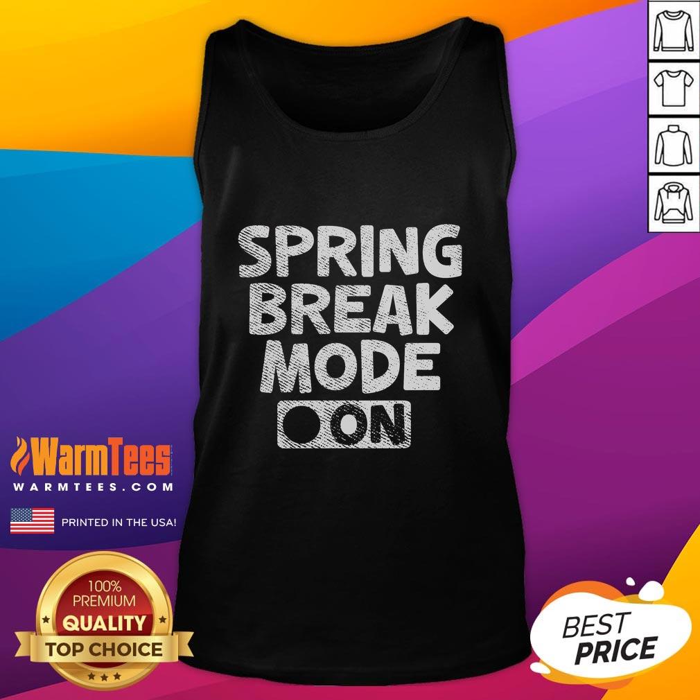 Funny vintage spring break mode on teacher tank top featuring a playful design perfect for educators celebrating spring.