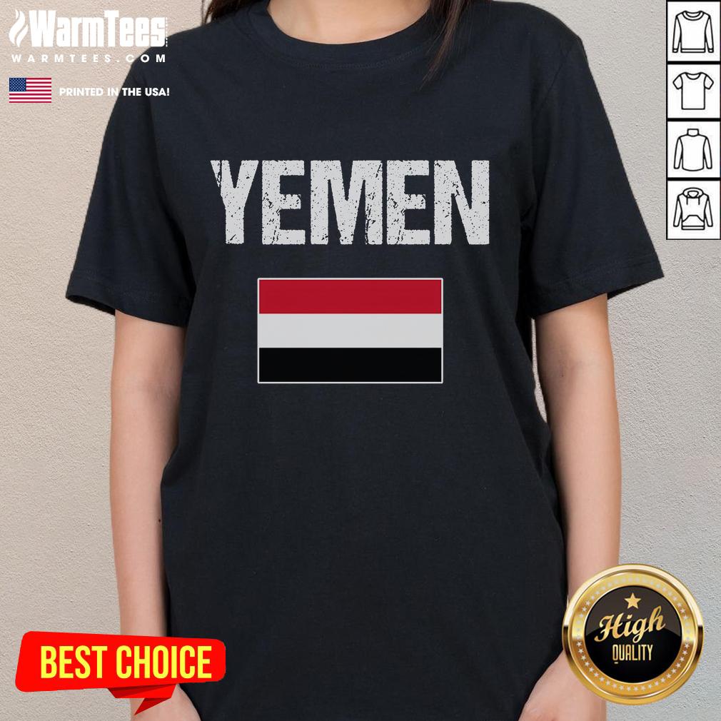 Funny Yemen flag ladies tee featuring a playful design, perfect for proud Yemenis and casual wear enthusiasts.