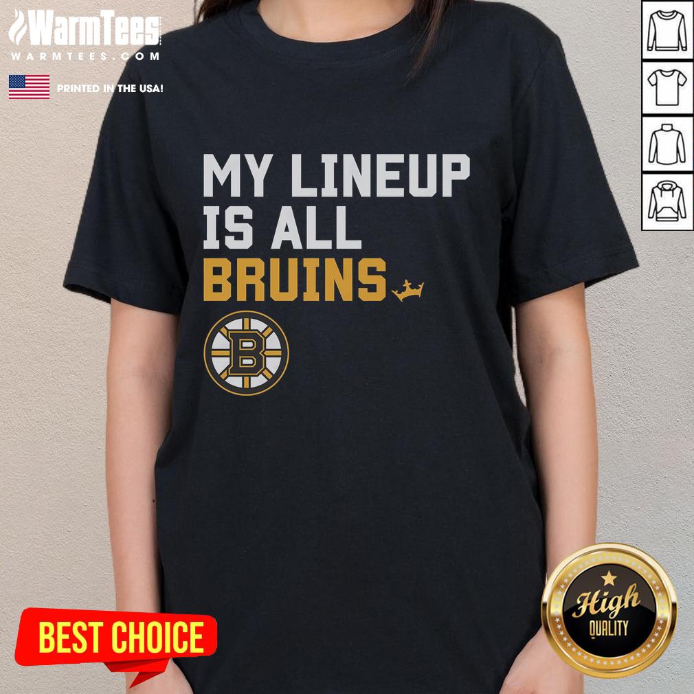 Good Boston Bruins My Lineup Ladies Tee featuring team colors and logo, perfect for female fans and game day attire.