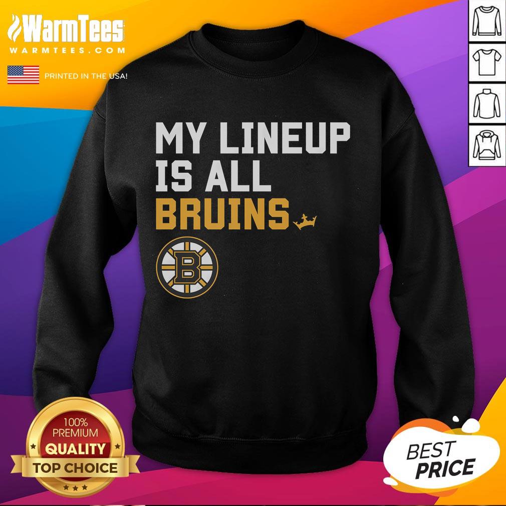 Alt Text: Cozy Good Boston Bruins My Lineup sweatshirt featuring team logo, perfect for fans and game day attire.