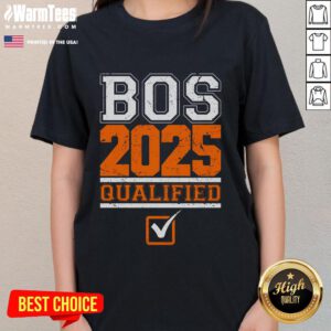 Alt Text: Ladies' tee for the 2025 Good Boston Qualified Annual Race Marathon featuring vibrant design and breathable fabric.