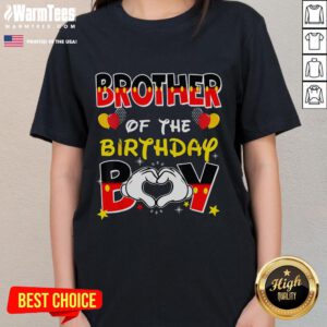 Good Brother of the Birthday Boy Family Ladies Tee featuring fun graphics for birthday celebrations.
