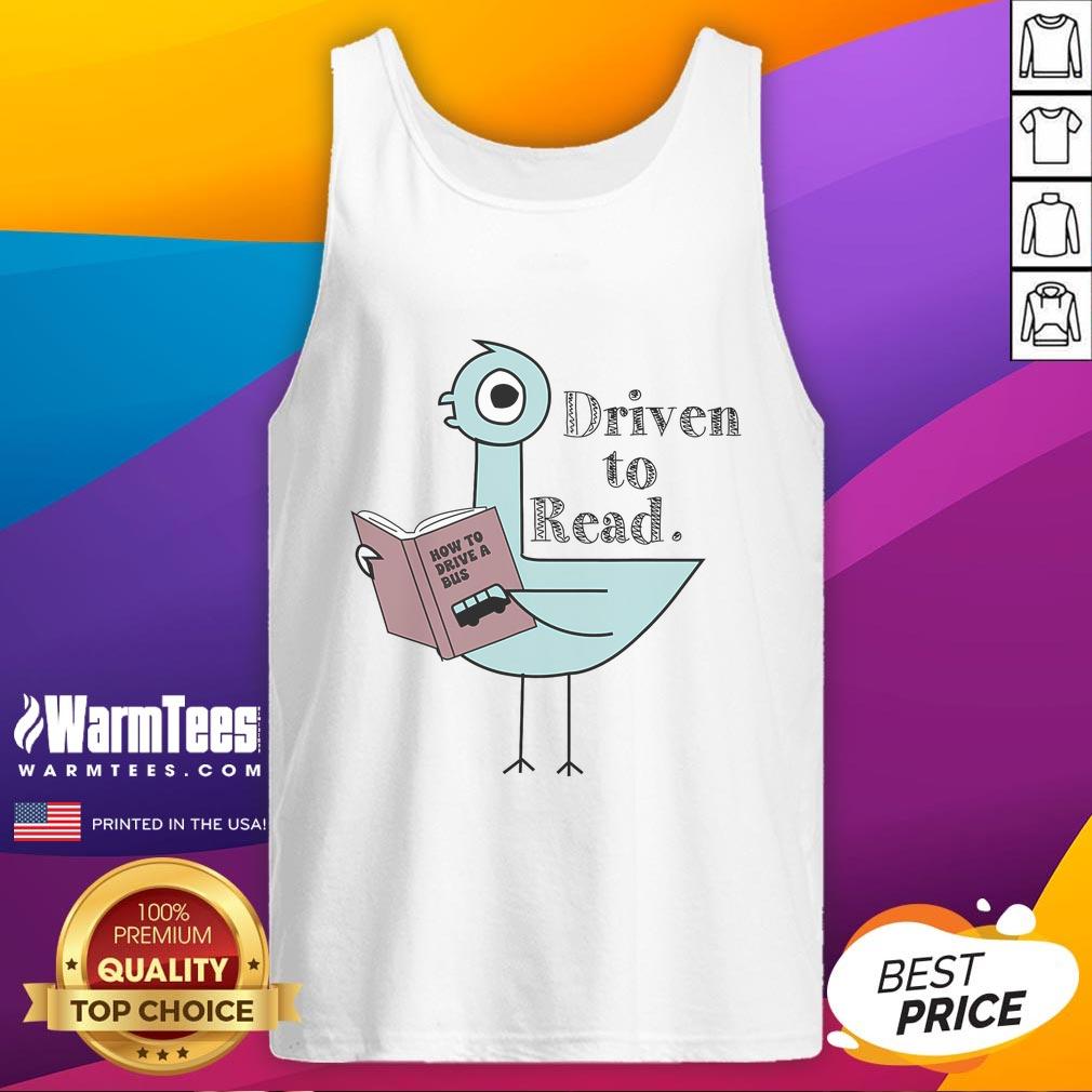 Cute pigeon in a tank top reading books, showcasing a good-driven-to-read theme with charming literary vibes.