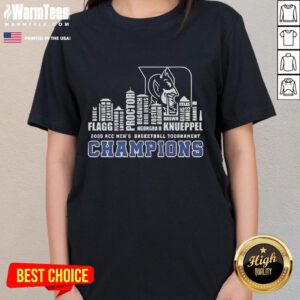 Good Duke 2025 ACC Men's Basketball Tournament Champions Skyline Ladies Tee showcasing team pride and stylish design.