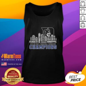 Good Duke 2025 ACC Men's Basketball Tournament Champions Skyline Tank Top featuring team logo and vibrant design.