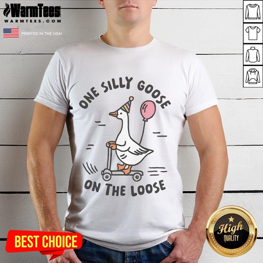 Funny silly goose on the loose T-shirt design featuring a playful goose graphic, perfect for humor lovers.