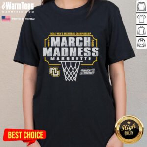 Good Marquette Golden Eagles March Madness 2025 Men's Basketball Championship Ladies Tee featuring team colors and logo.