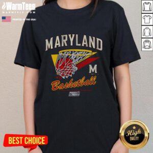 Good Maryland Basketball 2025 March Madness ladies tee featuring vibrant graphics, perfect for fans supporting their team.