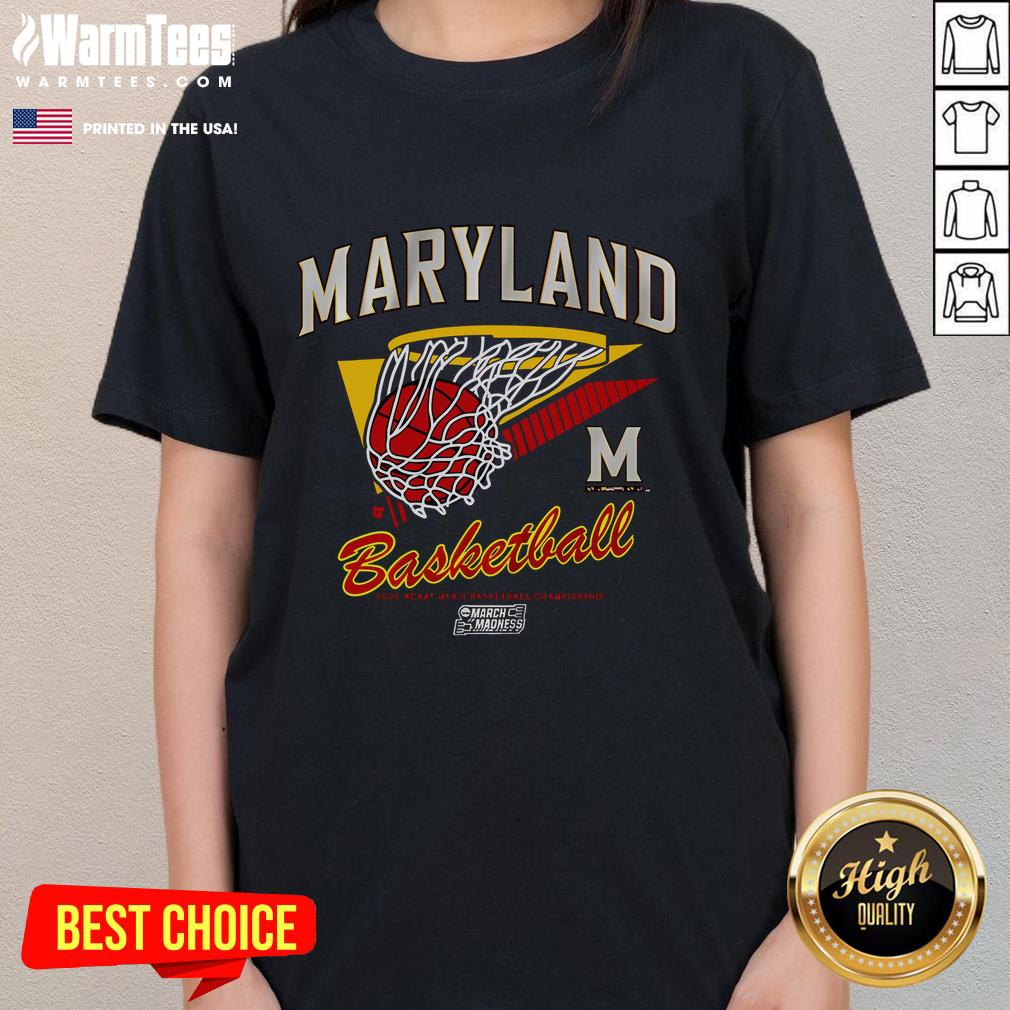 Good Maryland Basketball 2025 March Madness ladies tee featuring vibrant graphics, perfect for fans supporting their team.