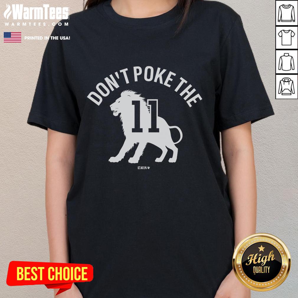 Good Micah Parsons Don't Poke the Lion ladies tee featuring bold text design and vibrant colors for football fans.
