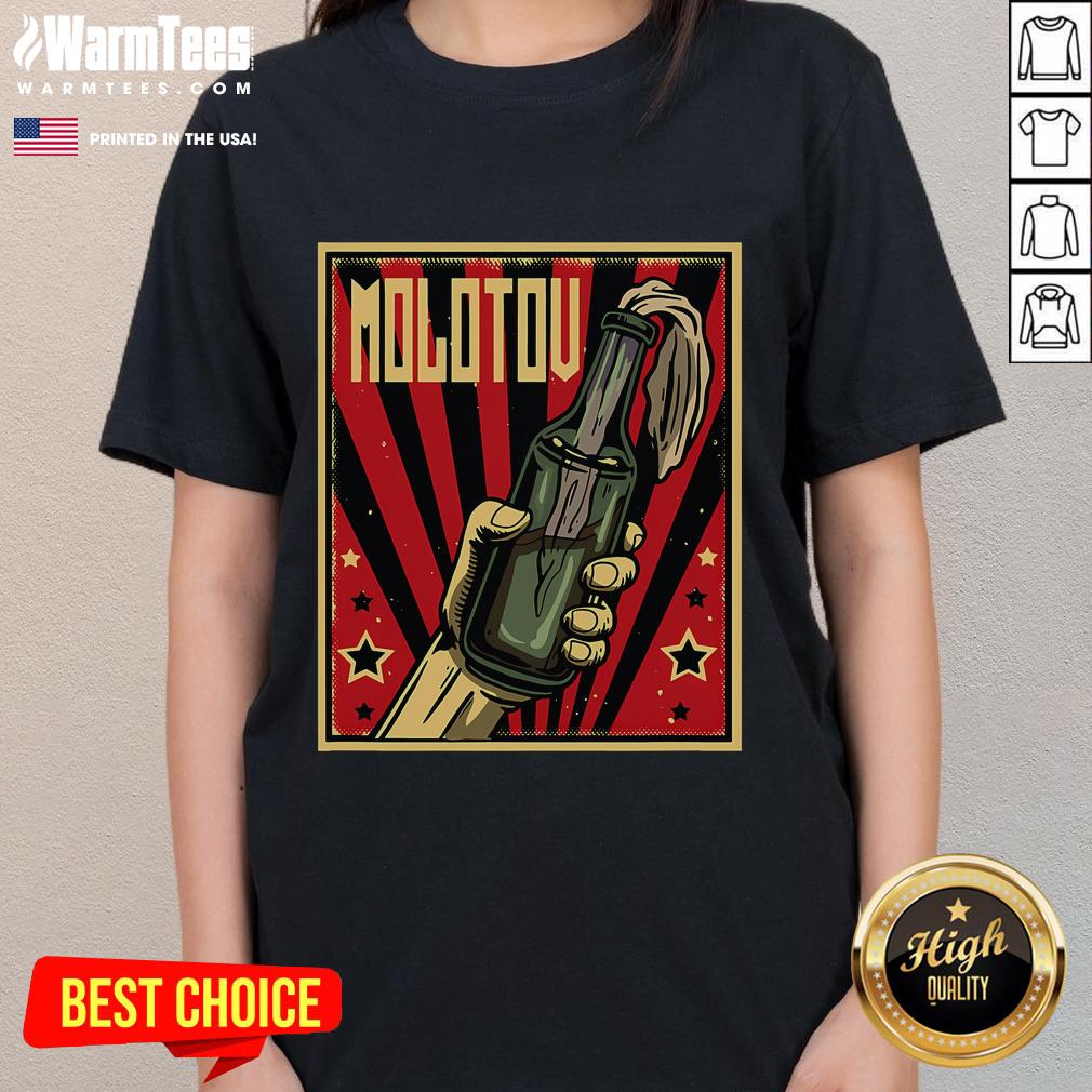 Hot Anarchy Molotov Cocktail Revolution Rage Ladies Tee featuring bold graphic design for edgy fashion enthusiasts.