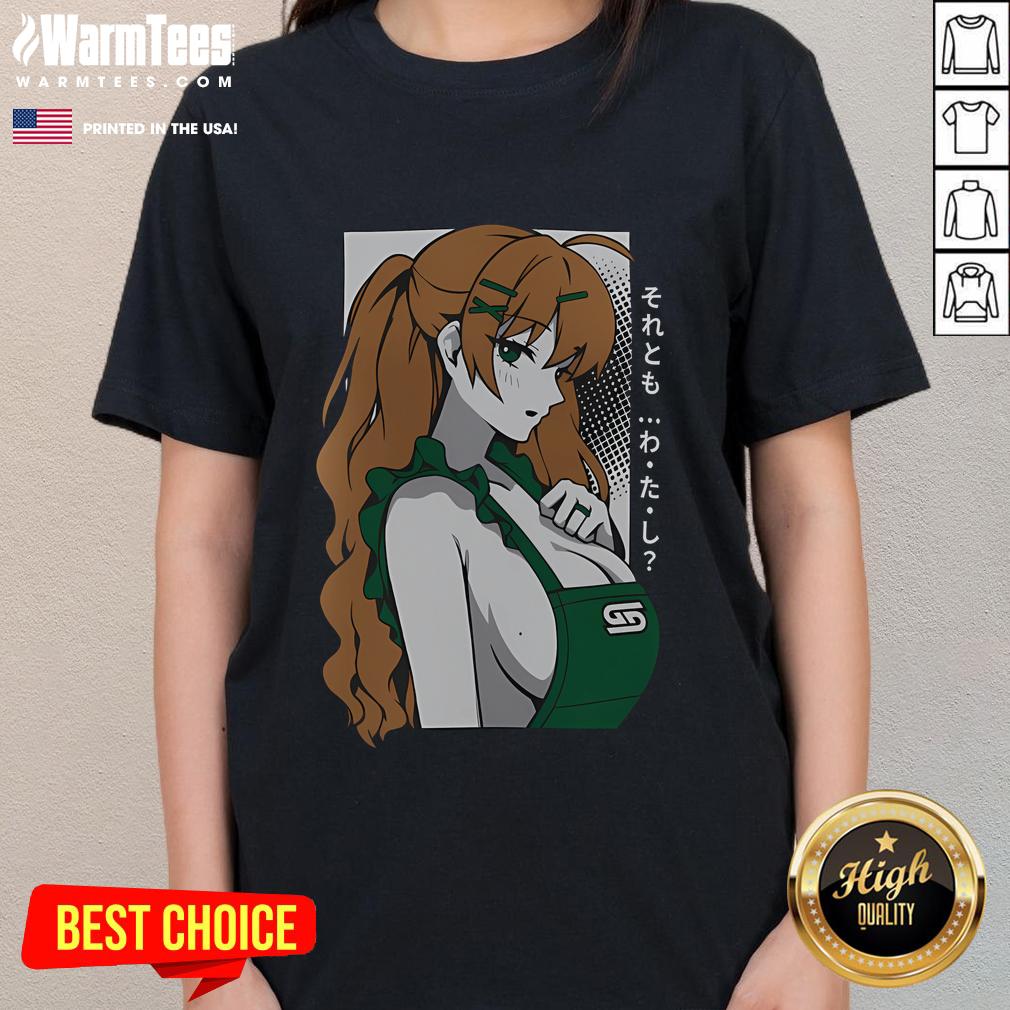 Hot Barista Waifu Ladies Tee featuring a stylish graphic design perfect for coffee lovers and anime fans.