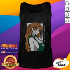 Stylish hot barista waifu tank top featuring a cute graphic design, perfect for trendy caf lovers and anime fans.