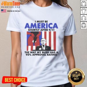 Hot I Must Be America tee featuring a graphic of George W. Bush celebrating his high approval rating post-9/11.