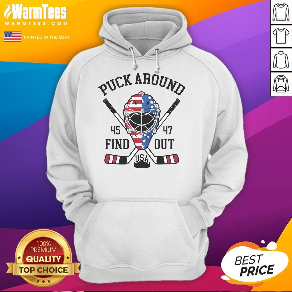 Hot Puck Around and Find Out USA Hockey Hoodie showcasing a stylish design for hockey fans.