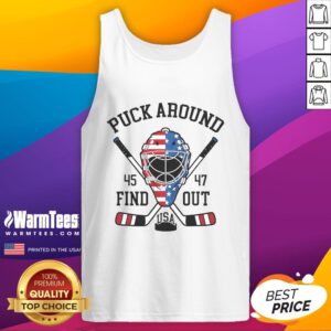 Hot Puck Around And Find Out tank top featuring USA Hockey design, perfect for fans and summer sports activities.