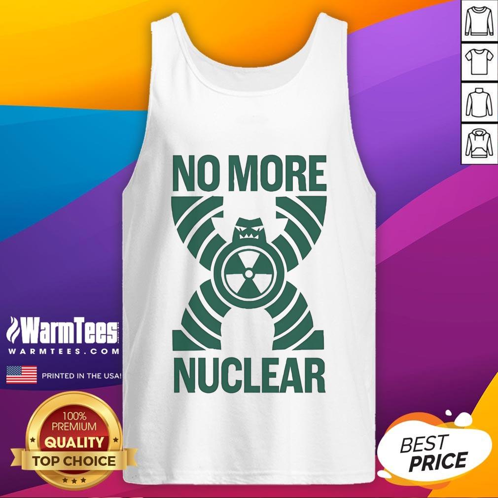 Official No More Nuclear Greenpeace tank top featuring a bold design promoting nuclear disarmament and environmental activism.