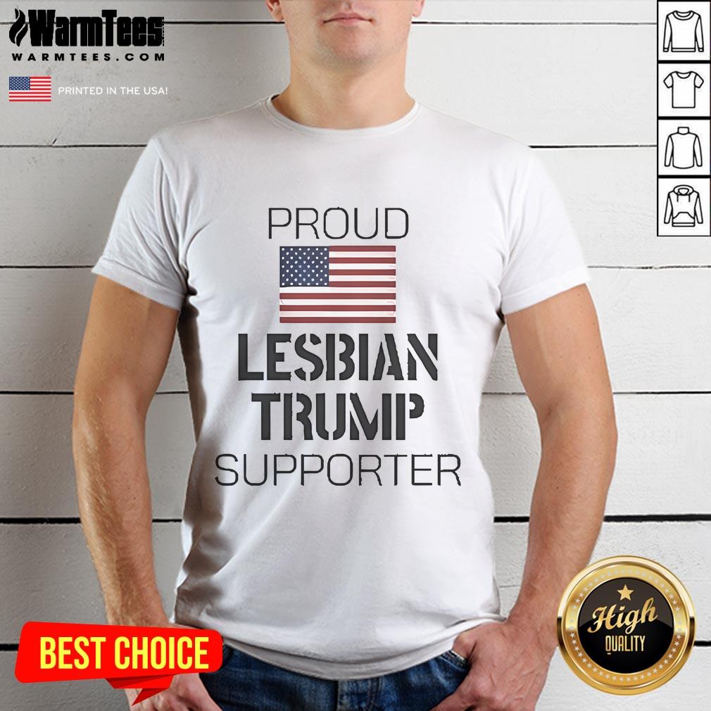 Official Proud Lesbian Trump Supporter T-Shirt featuring vibrant design, showcasing support for LGBTQ+ rights and Trump.