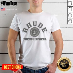Official Rhude French Riviera T-Shirt featuring a stylish design, perfect for summer fashion and casual wear.