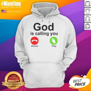 Premium God Is Calling You Decline Or Pray Christian Hoodie in black, featuring a bold graphic design and comfortable fit.