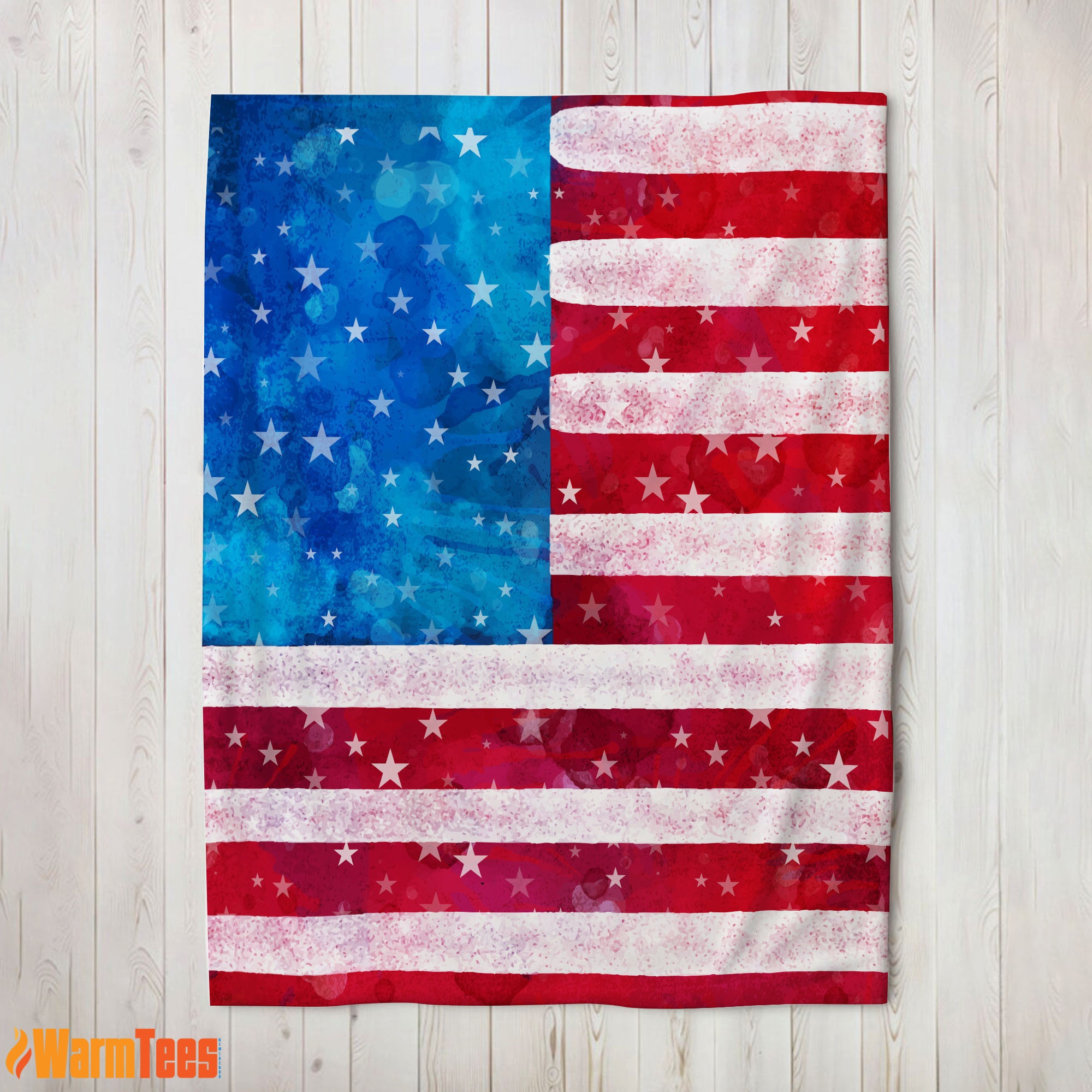 Watercolor American Flag Distressed USA Patriotic Blanket Fleece Blanket