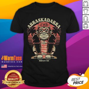 Alt Text: Awesome Abraskadabra Never Let It Die Gorilla T-Shirt featuring a vibrant gorilla graphic and bold text design.